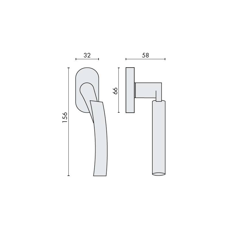 Béquille de fenêtre MIXA sur rosace ovale, laiton poli/laiton mat