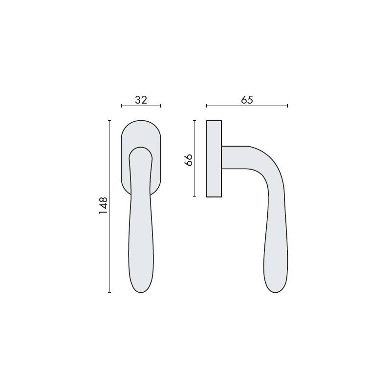 Béquille de fenêtre ROBOT 41 sur rosace ovale, laiton poli