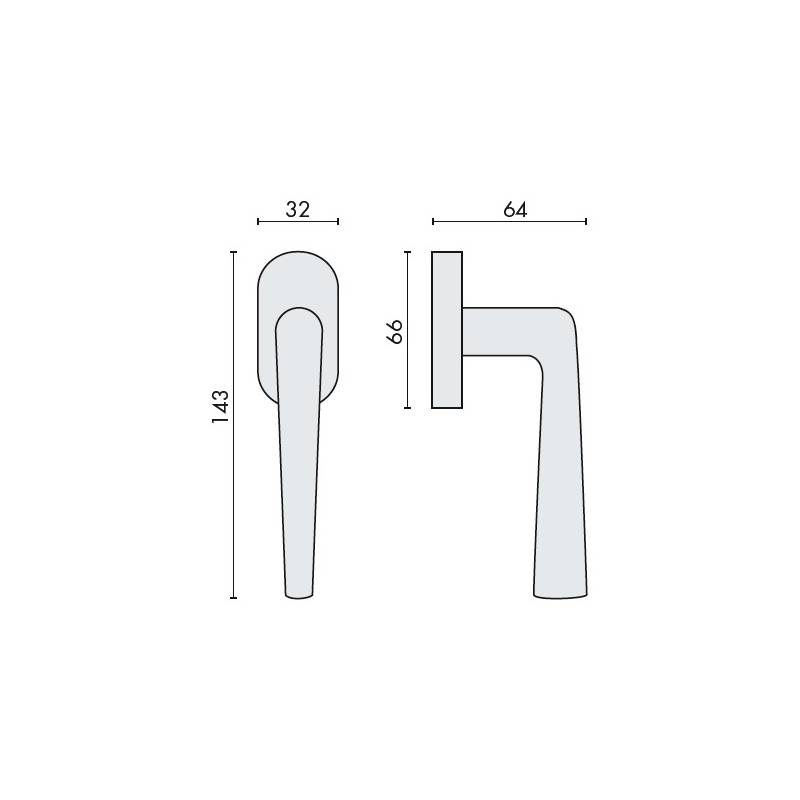 Béquille de fenêtre ROBOTRE sur rosace ovale, laiton mat