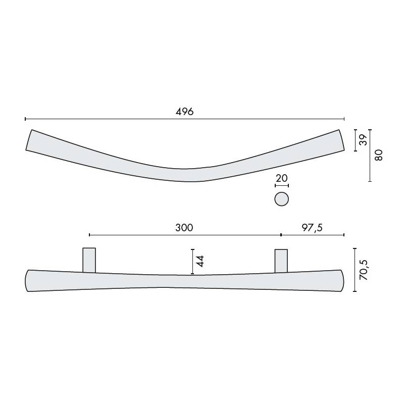 Poignée de tirage déportée ZEN-A entraxe 300 mm, chromé mat
