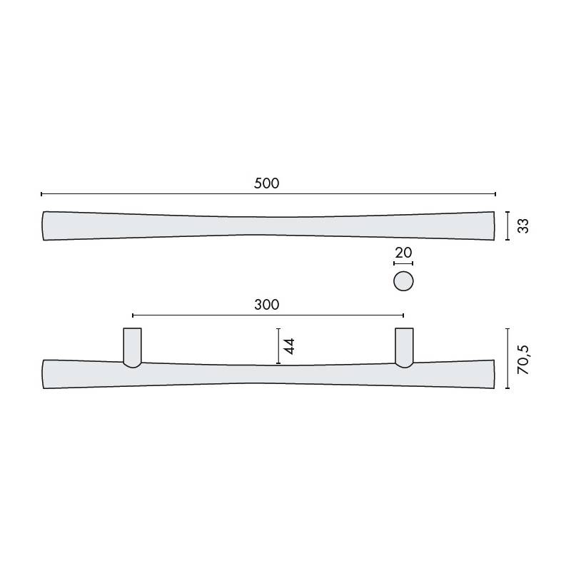 Poignée de tirage droite ZEN-A, entraxe 300 mm, chromé mat