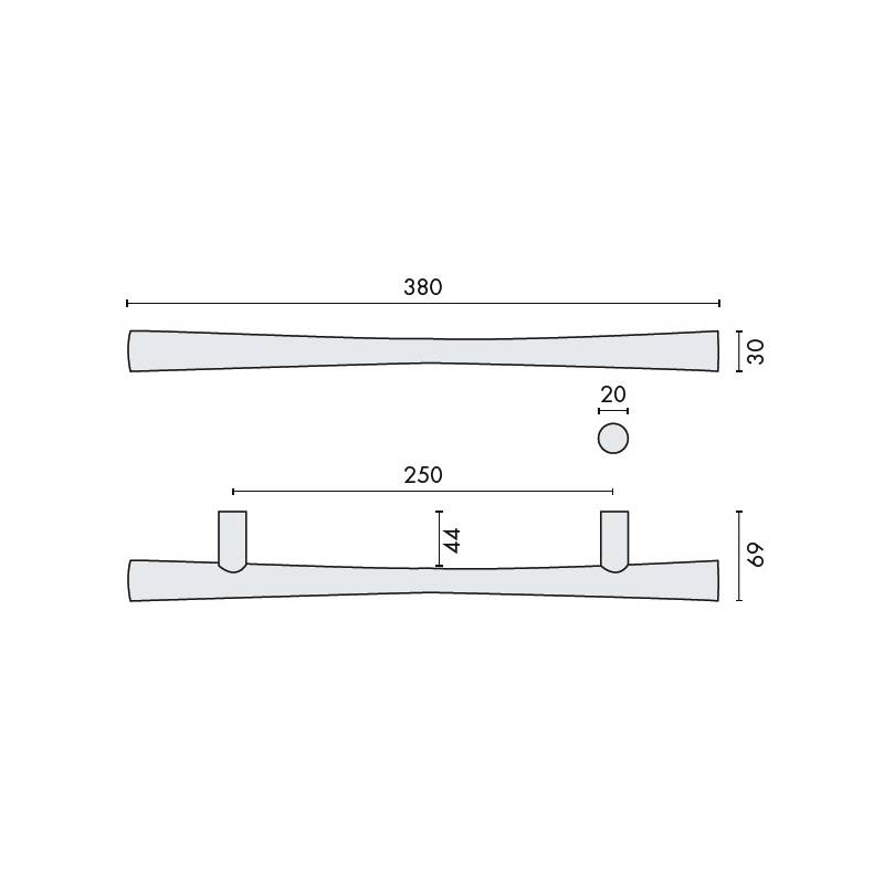 Poignée de tirage droite ZEN-B, entraxe 250 mm, chromé