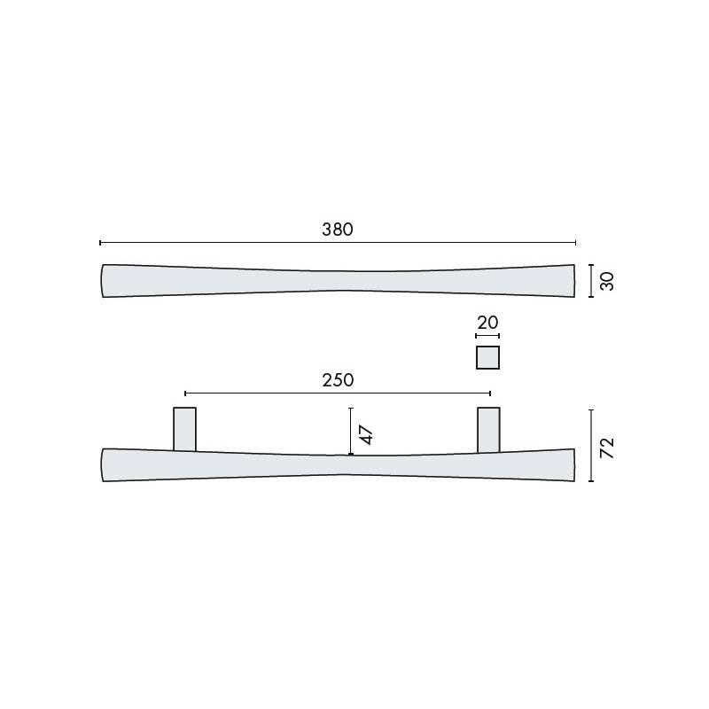 Poignée de tirage droite NOA-B, entraxe 250 mm, chromé