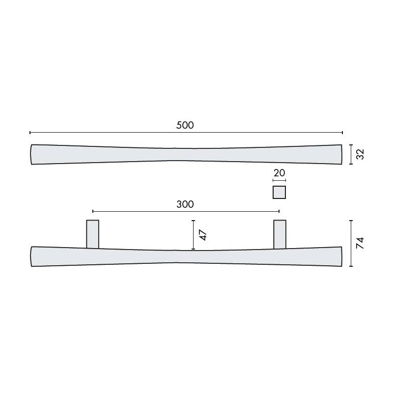 Poignée de tirage droite NOA-A, entraxe 300 mm, chromé mat