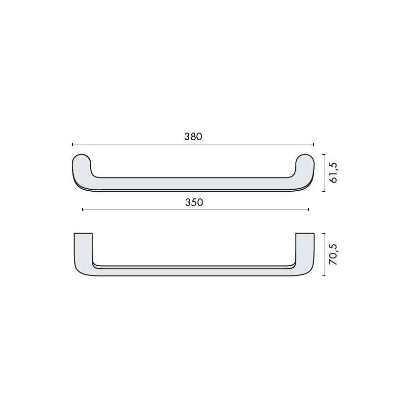 Poignée de tirage déportée ROBOQUATTRO-A, entraxe 350 mm, chromé mat