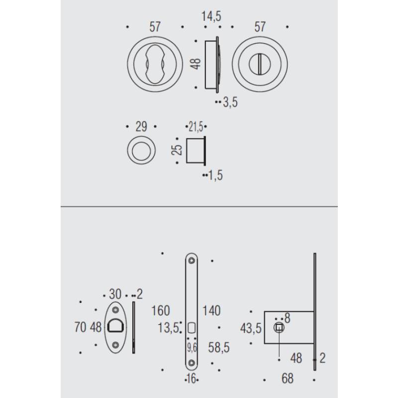Cuvette encastrée OPEN Ø 57 mm avec serrure,grafite mat