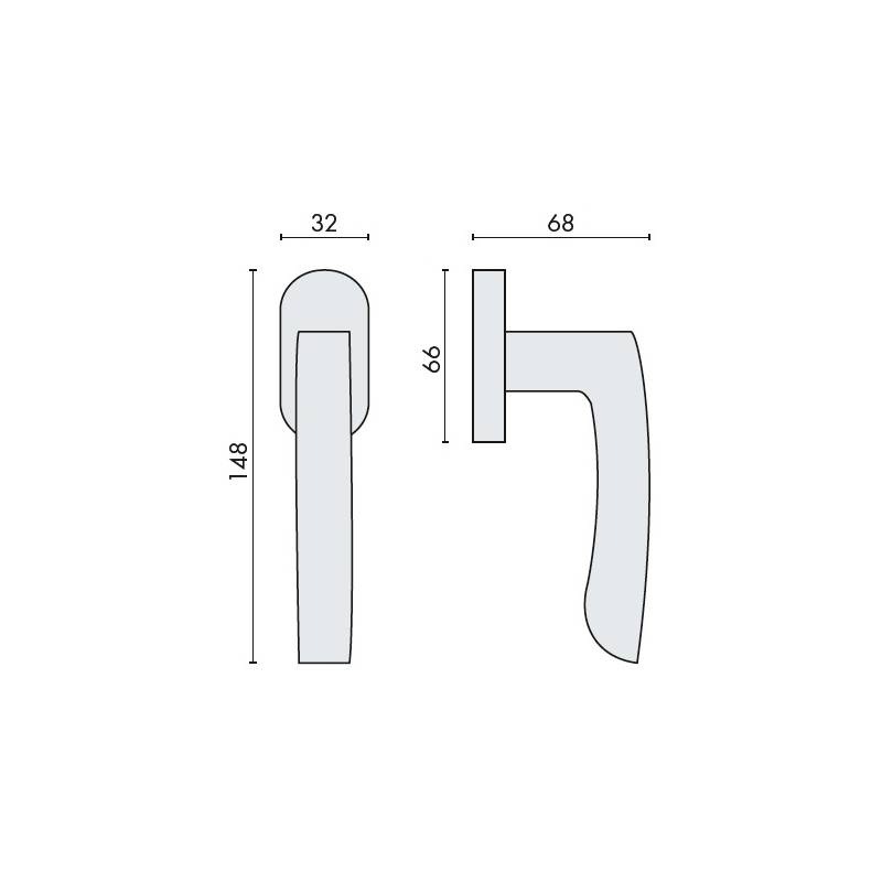 Béquille de fenêtre VIOLA sur rosace ovale, chromé mat