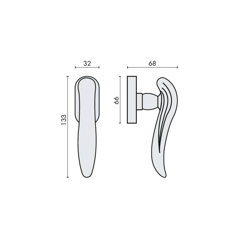 Béquille de fenêtre PIUMA sur rosace ovale, laiton poli