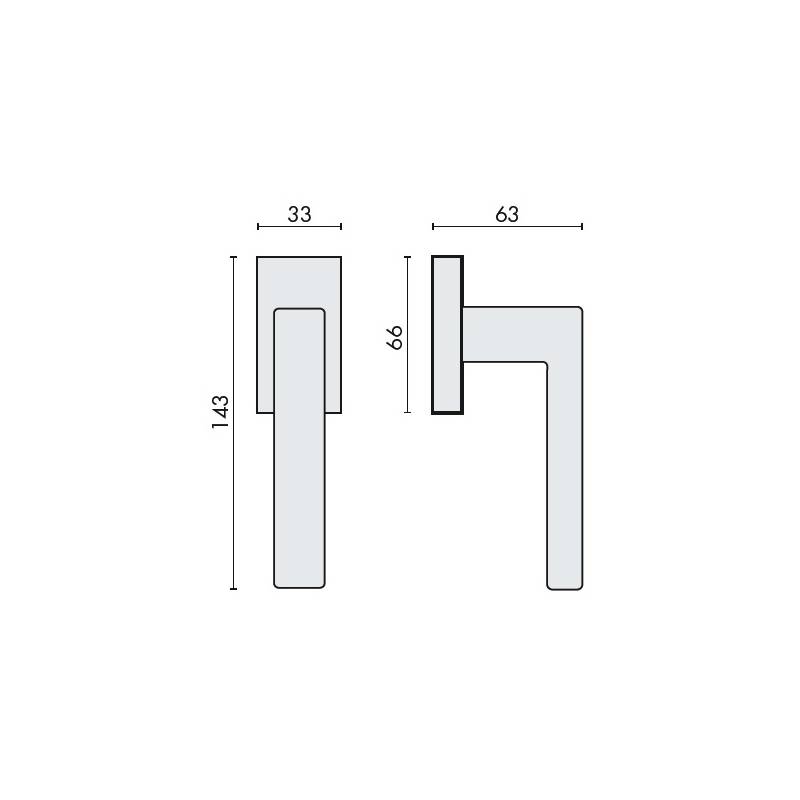 Béquille de fenêtre ELLESSE sur rosace rectangulaire, chromé mat