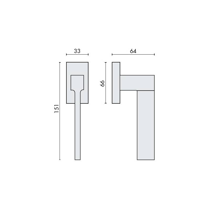 Béquille de fenêtre ZELDA sur rosace rectangulaire, chromé