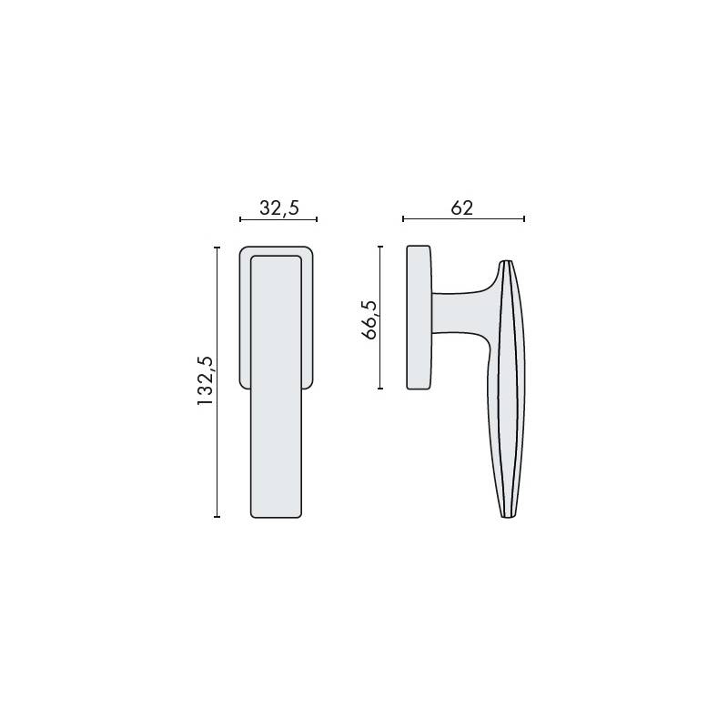 Béquille de fenêtre BOLD sur rosace rectangulaire, chromé