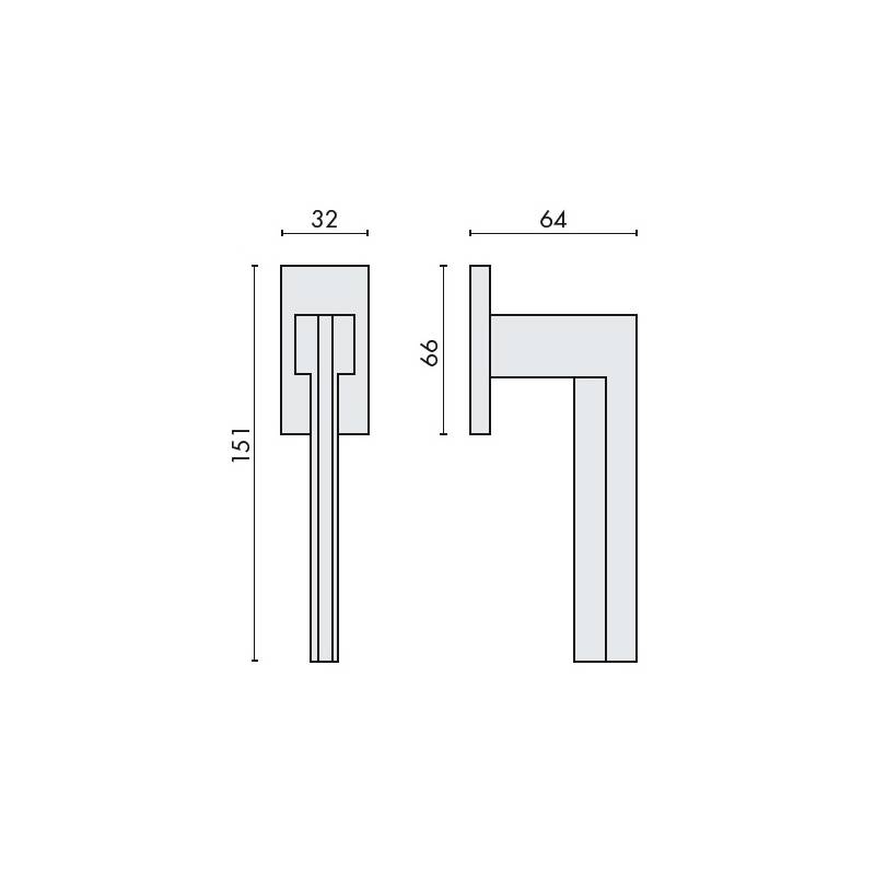 Béquille de fenêtre ELECTRA sur rosace rectangulaire, chromé mat
