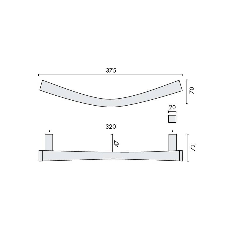 Poignée de tirage déportée NOA-B, entraxe 320 mm, chromé mat