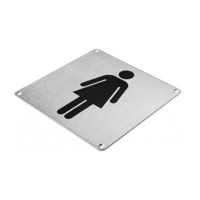 Pictogramme carré 175x175x2 mm, Femme, inox brossé 316
