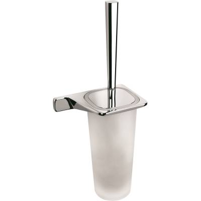 Ensemble balai/brosse WC mural, gauche, chromé/verre, ALIZE