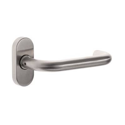 Paire de béquilles U 16 mm sur rosace ovale, inox brossé 304