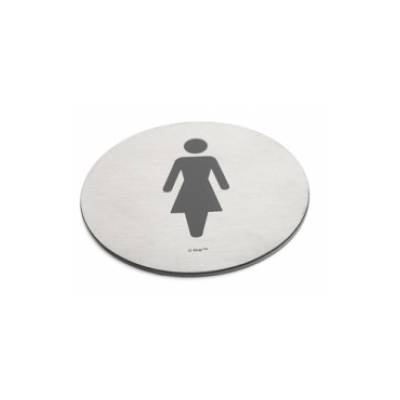 Pictogramme à coller Ø 76 mm, Femme, inox brossé 316