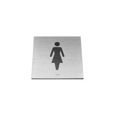 Pictogramme carré à coller 86x86 mm, Femme, inox brossé 316