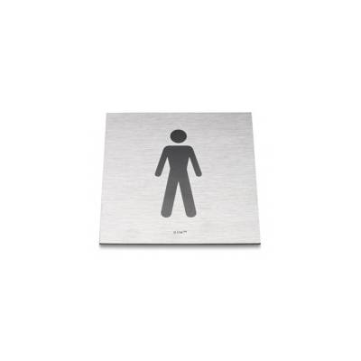 Pictogramme carré à coller 86x86 mm, Homme, inox brossé 316