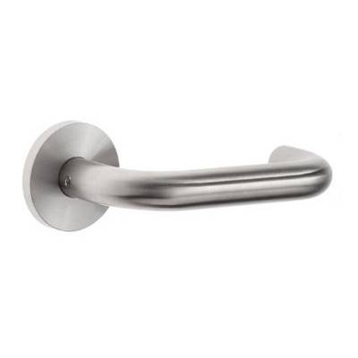 Paire de béquilles U 19 mm sur rosace ronde, inox brossé 304