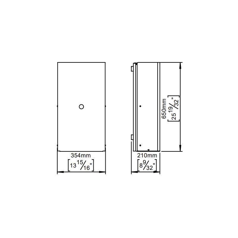 Poubelle murale basculante taille L 40 litres,avec couvercle inox brossé 316