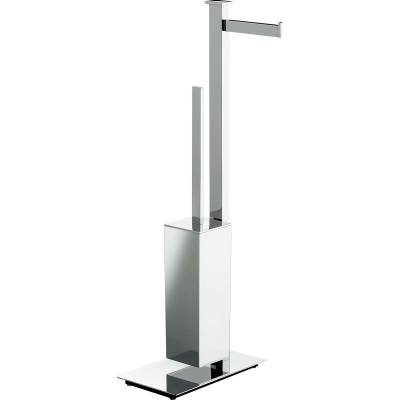 Console dérouleur papier WC et balai/brosse WC, droite, chromé, UNITS