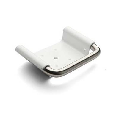 Porte savon 143x105 mm, plateau blanc, inox brossé 316