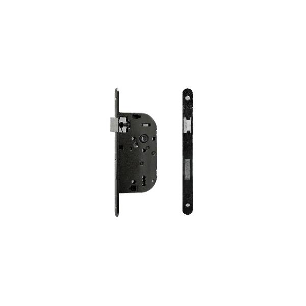 Serrure EXS 13, pêne dormant 1/2 tour clé L axe 50 mm NF bouts ronds noire