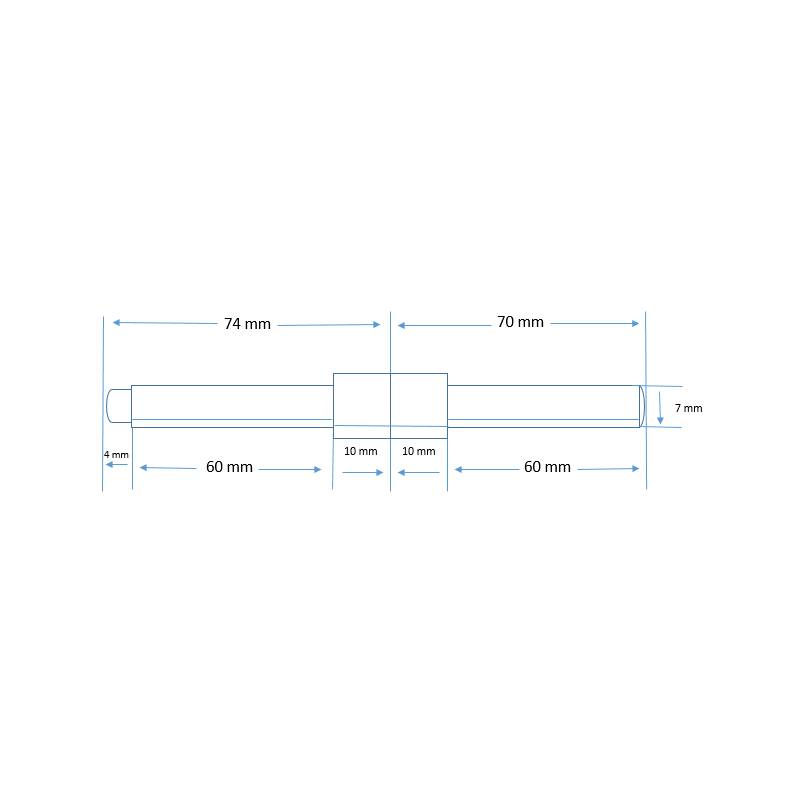 Tige carrée 2 pièces pour serrure électrique 9/7x140 (70+70)