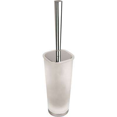 Ensemble balai/brosse WC à poser, chromé/verre, ALIZE