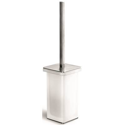 Ensemble balai/brosse WC à poser, inox/verre, OVER