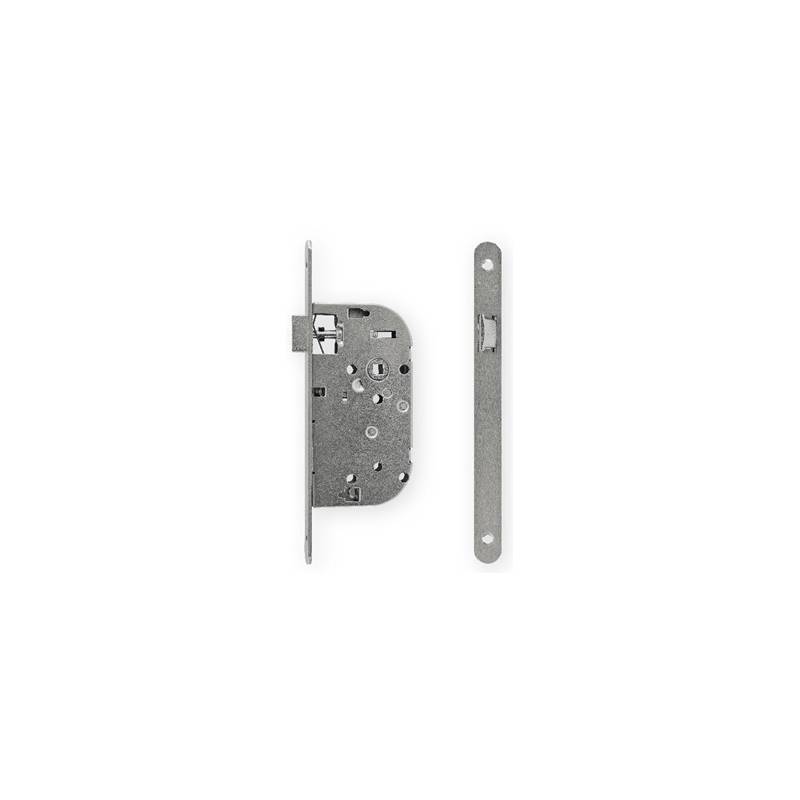 Serrure EXS 11, bec de cane axe 50 mm NF-QC bouts ronds aspect inox