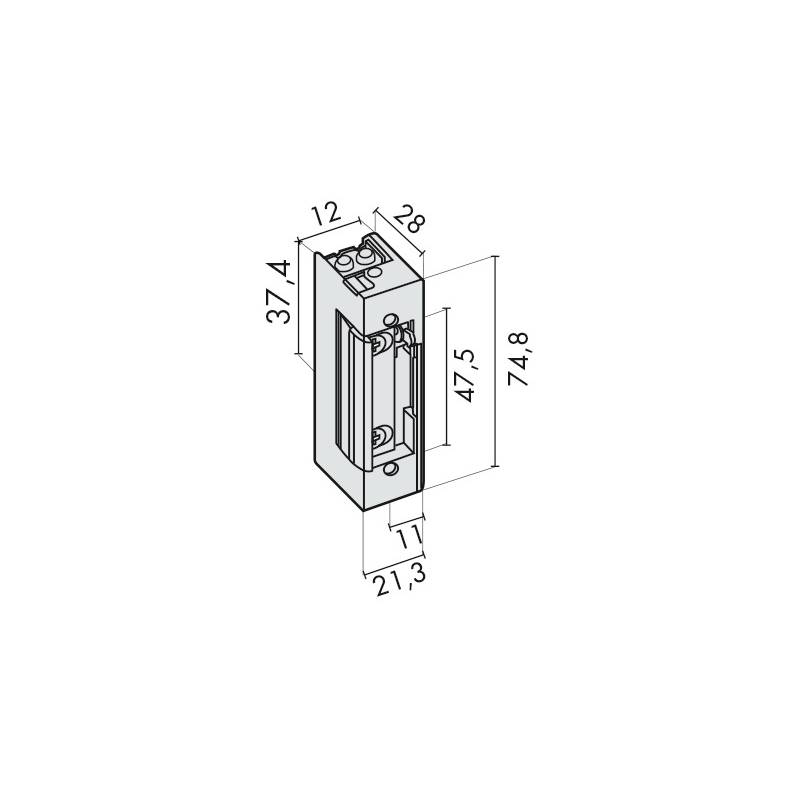 Gâche éléctrique GEM standard à émission 12V avec contact stationnaire intégré