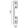 Têtière courte réversible, 110x24x3 mm, inox