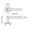 Paire de béq. sur rosaces rondes à visser L90° 16 mm Loginox LG.105. inox brossé