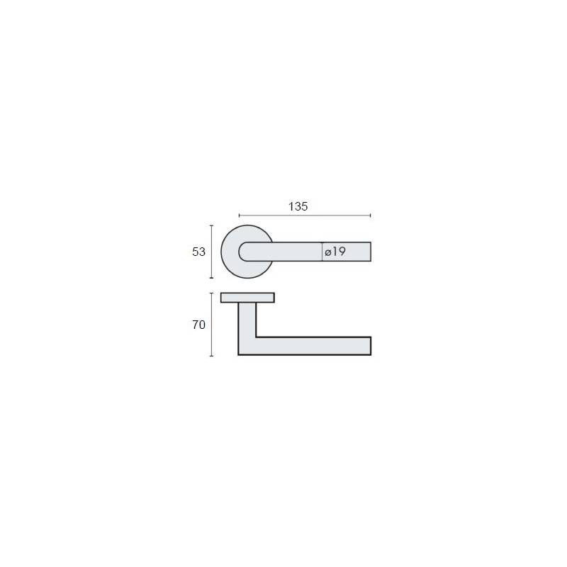 Paire de béquilles Soft-Line E19 mm sur rosaces rondes, inox brossé