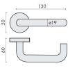 Paire de béquilles Soft-Line  U 19 mm sur rosace ronde, inox brossé