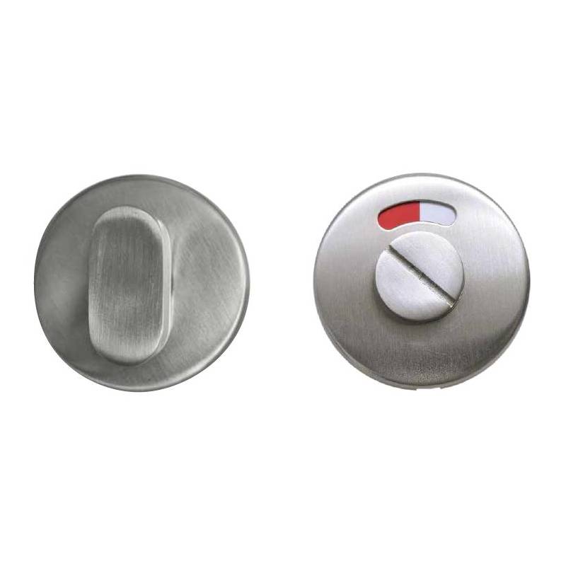 paire de rosaces ronde Soft-line conda AVEC  VOYANT diam 50 mm inox brosse