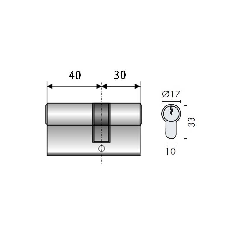 Cylindre européén TITAN 2000 30x40 nicklé mat sur n 13142  même variure