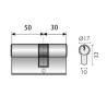 Cylindre européén TITAN 2000 30x50 nicklé mat sur n 13142 même variure