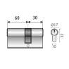 Cylindre européén TITAN 2000 30x60 nicklé mat sur n 13142  même variure