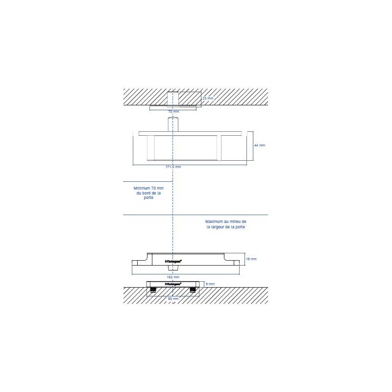 Ensemble pivots ST ONE/TP70 18mm + plaques rectangulaires inox