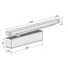 Ferme-porte EXS 620, capot 3 côtés inox, force 2-5, argent