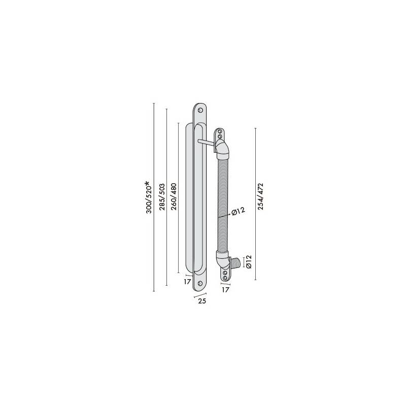 Passe câble à encastrer, longueur 520 mm, inox brossé 304