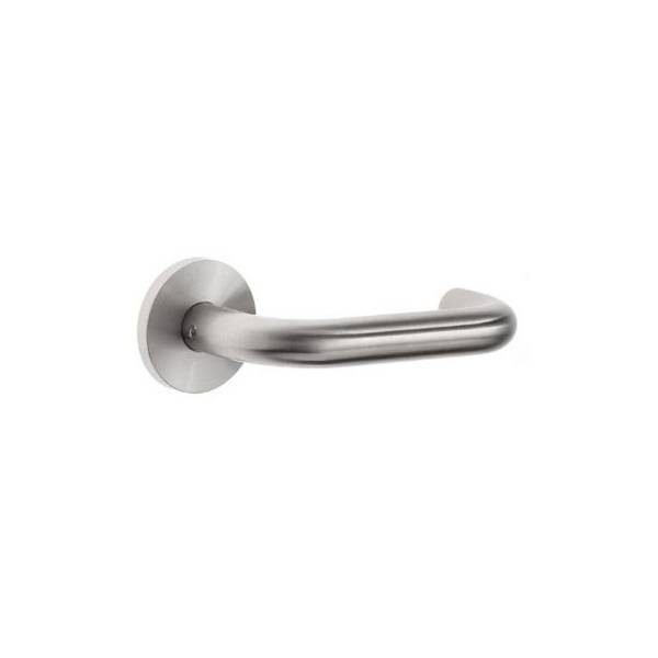 Paire de béquilles U 19 mm sur rosace ronde, inox brossé 304