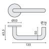 Paire de béquilles U 16 mm sur rosace ronde, inox brossé 304