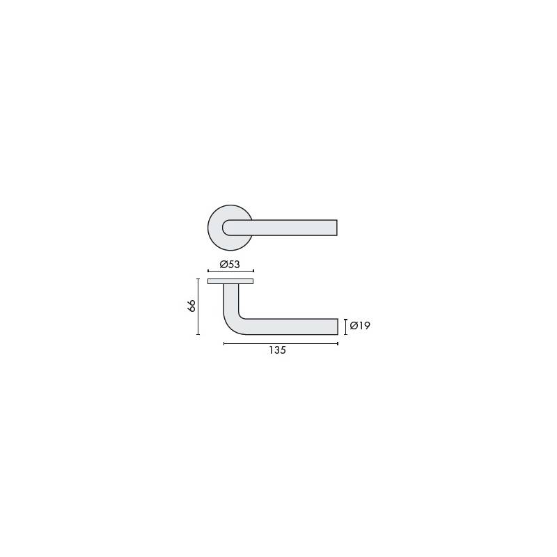 Paire de béquilles L 19 mm sur rosace ronde, inox brossé 304