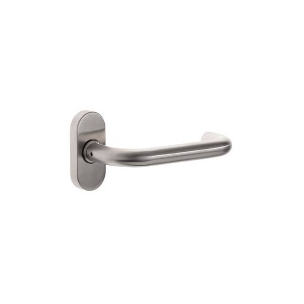 Paire de béquilles U 16 mm sur rosace ovale, inox brossé 304