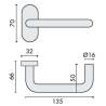 Paire de béquilles U 16 mm sur rosace ovale, inox brossé 304