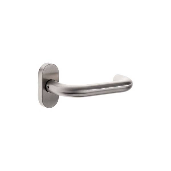 Paire de béquilles U 19 mm sur rosace ovale, inox brossé 304